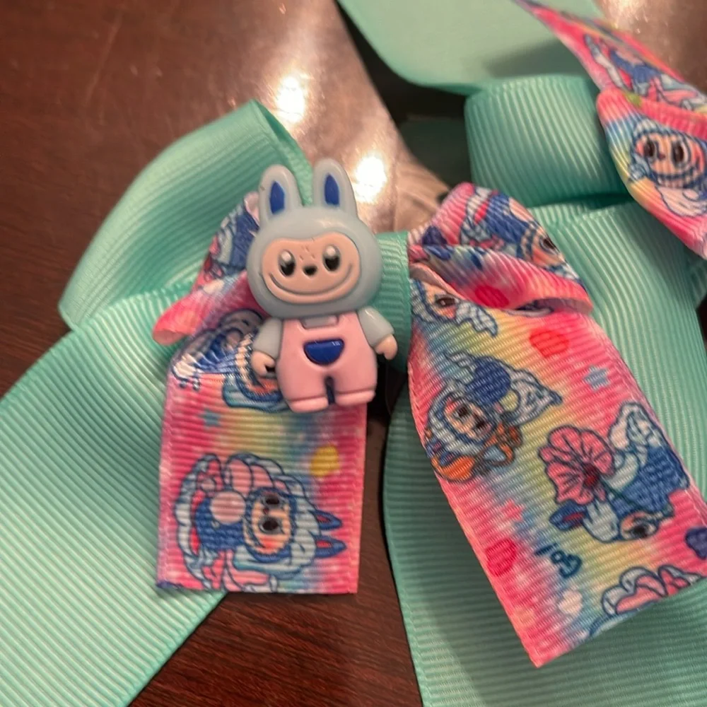 Colorful labubu monster Cartoon Hair Bows nwt set of two